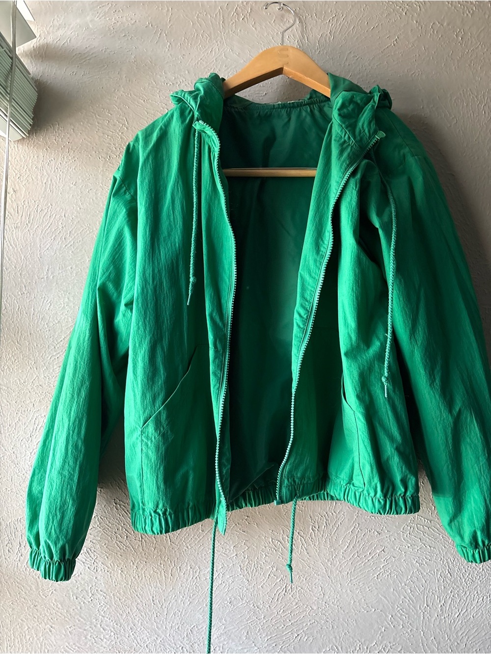 Green Hooded Zip Jacket for Women